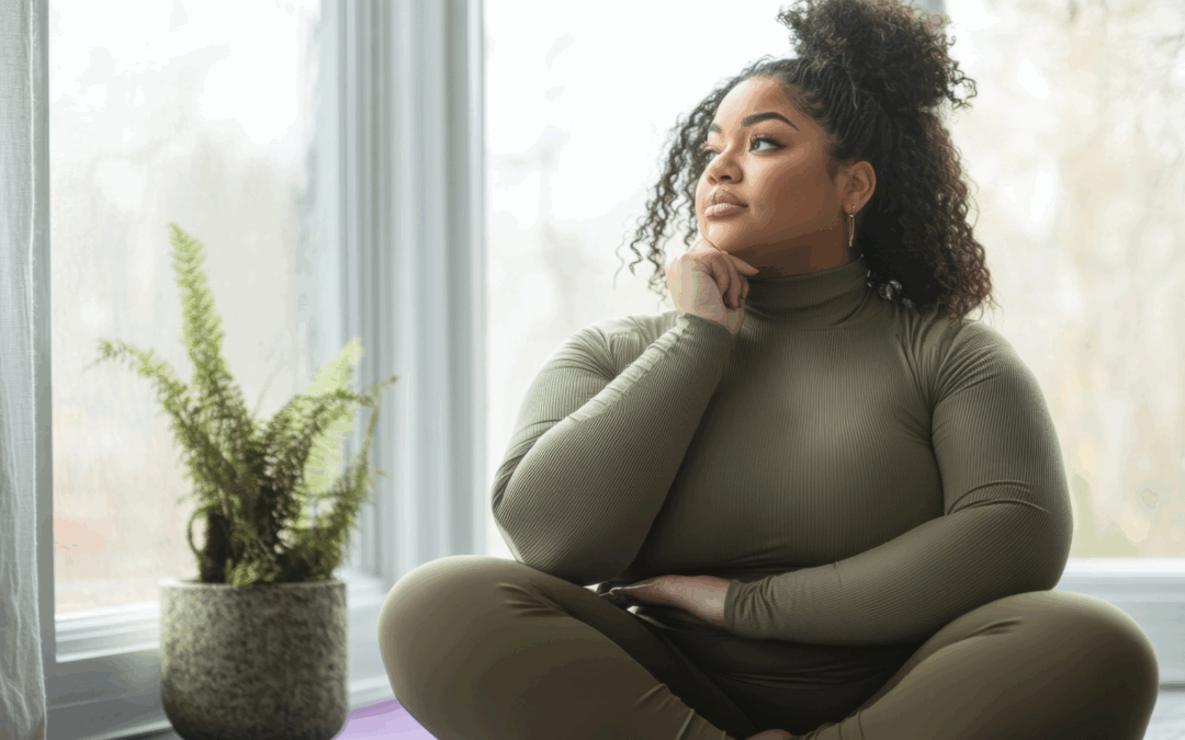 a woman practicing mindfulness for stress