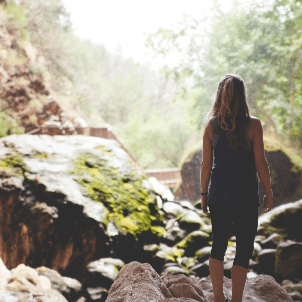 person in nature on hike